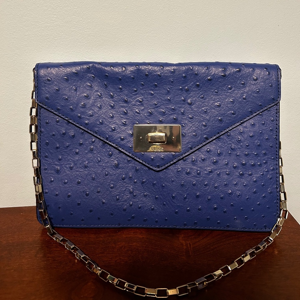 Kate Spade Madison Envelope in Blue Ostrich finish
